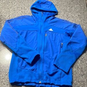 Adidas hooded zip up, fleece-lined jacket, men’s small